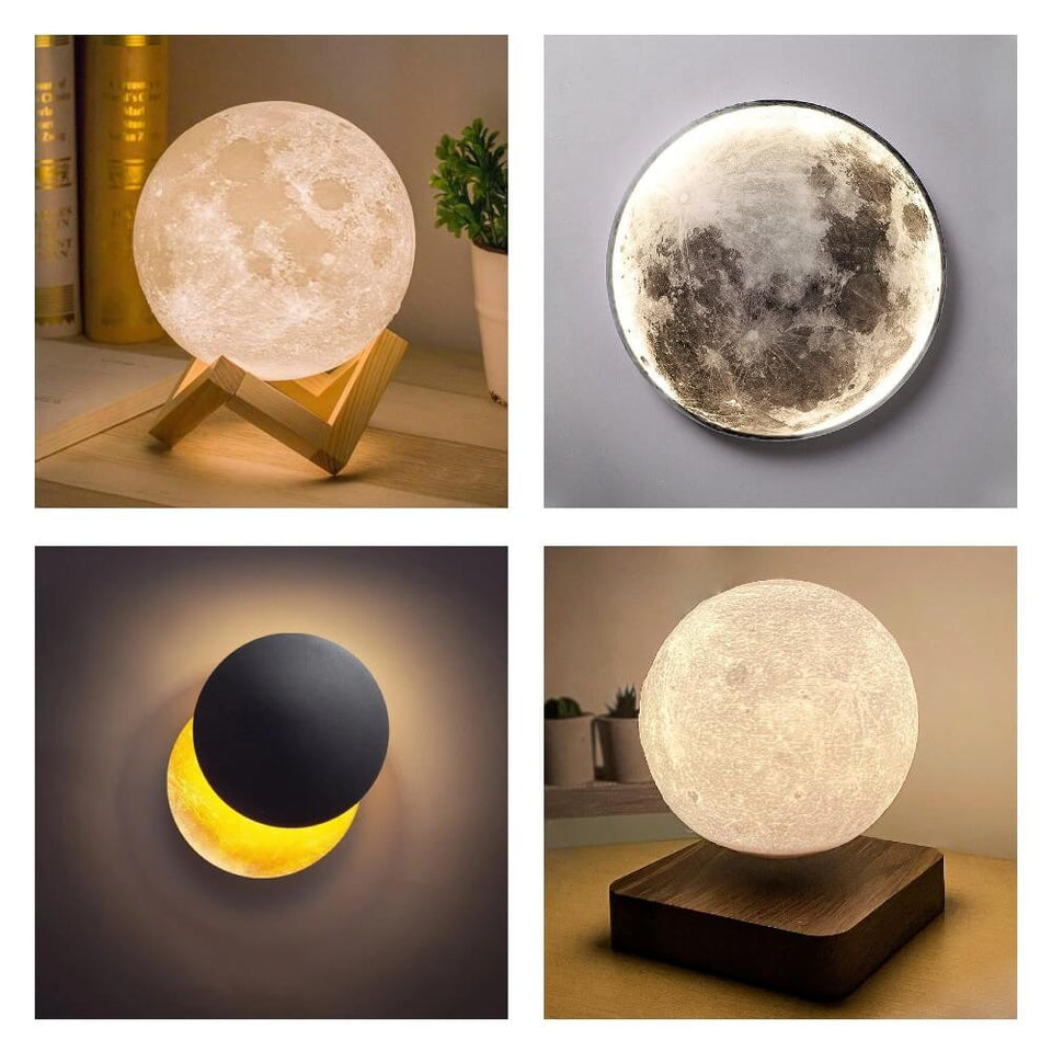 assortiment de lampes, veilleuses et éclairages en forme de lune