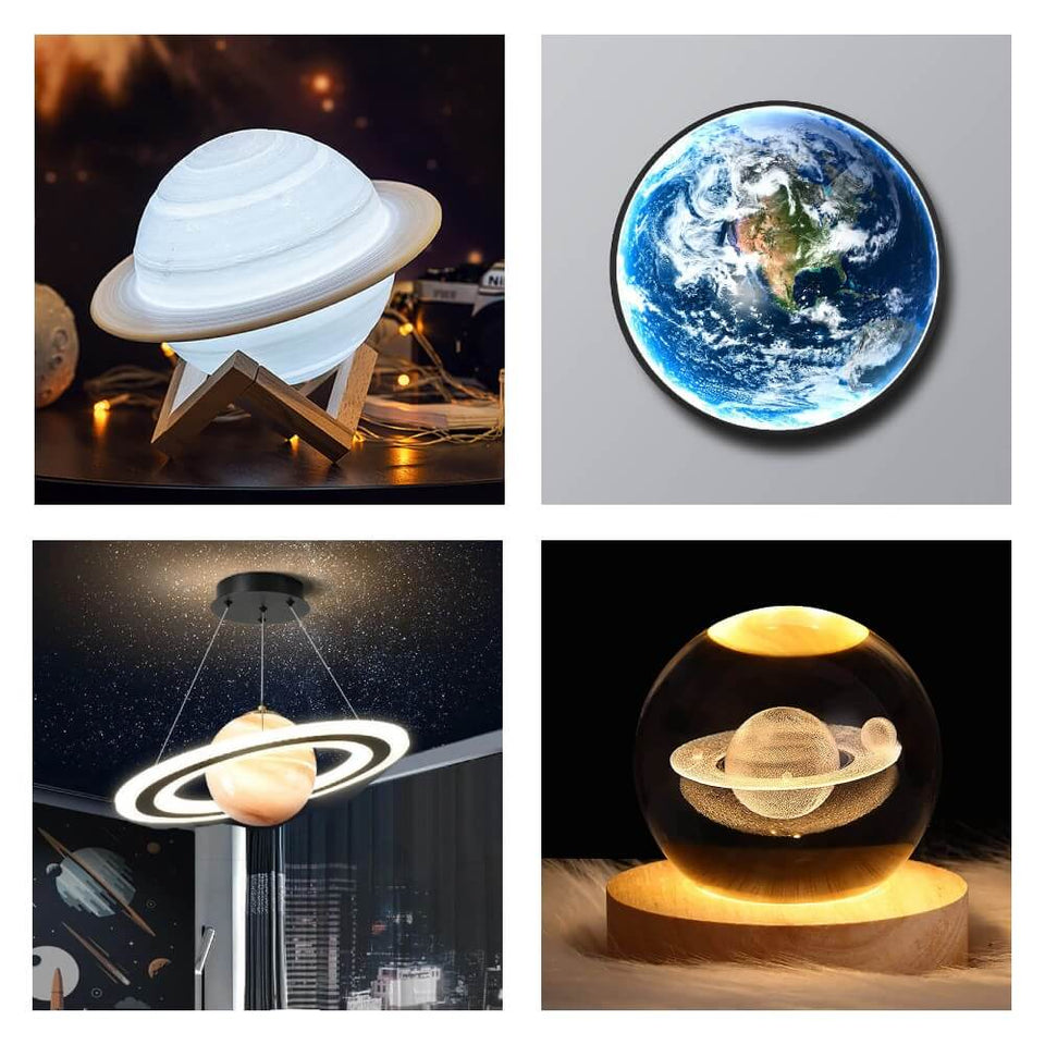 gamme de lampes, veilleuses et éclairages en forme des planètes
