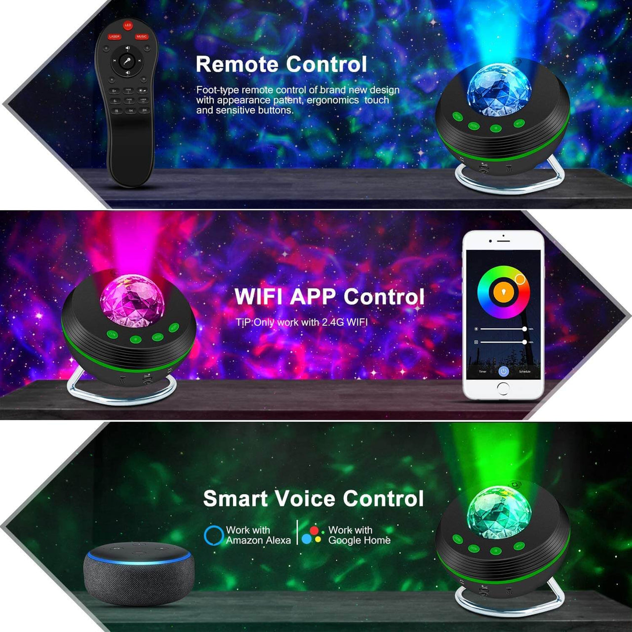 lampe galaxie contrôlable à distance