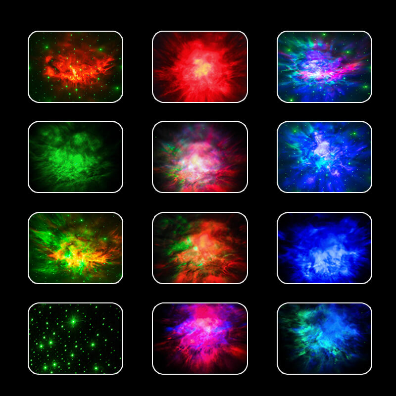 projection de galaxies et nébuleuses colorées grâce au projecteur astronaute