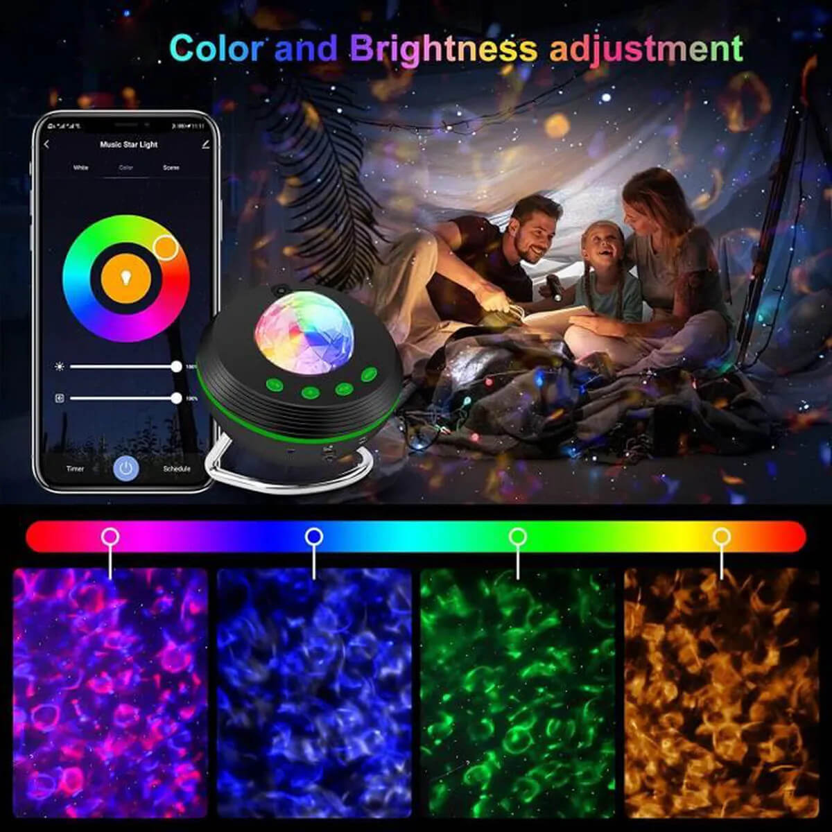 plafond galactique multicolore avec lampe projecteur