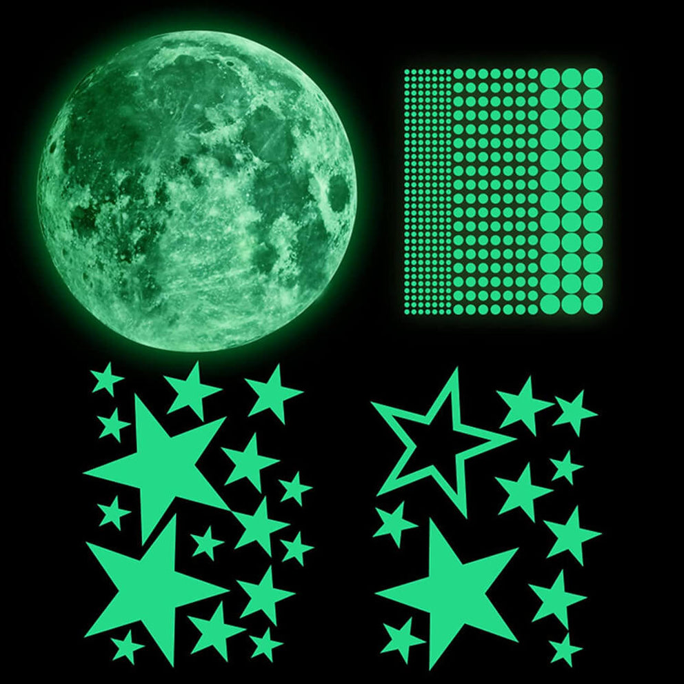 Autocollants Phosphorescents Fées, Lune Et Étoiles - Stickers Muraux Lumineux Pour Chambre Enfant