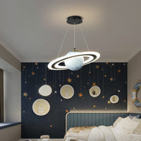 Thumbnail for Luminaire planète bleu accrochée au plafond de la chambre