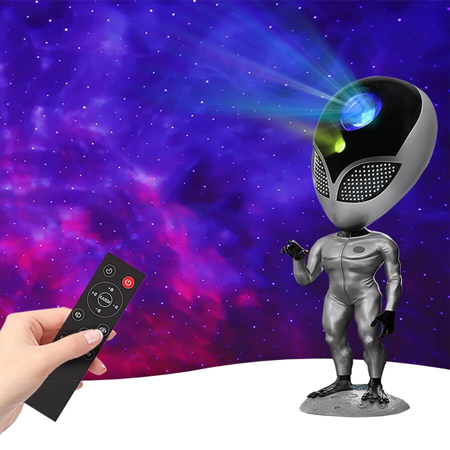 Figurine d'alien qui projette la galaxie 